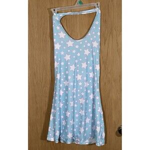 Dolls Kill Sugar Thrillz Mini Dress All Over Star Print Festival Rave Punk Sz XL